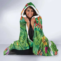 Dominica Sisserou Parrot Hooded Blanket Tropical Flower Flag Style - Wonder Print Shop
