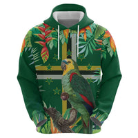 Dominica Sisserou Parrot Hoodie Tropical Flower Flag Style - Wonder Print Shop