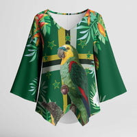 Dominica Sisserou Parrot Kimono Sleeve Blouse Tropical Flower Flag Style - Wonder Print Shop