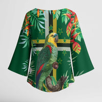 Dominica Sisserou Parrot Kimono Sleeve Blouse Tropical Flower Flag Style - Wonder Print Shop
