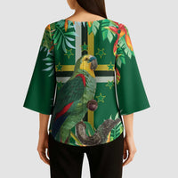 Dominica Sisserou Parrot Kimono Sleeve Blouse Tropical Flower Flag Style - Wonder Print Shop