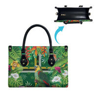 Dominica Sisserou Parrot Leather Bag Tropical Flower Flag Style - Wonder Print Shop