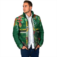 Dominica Sisserou Parrot Padded Jacket Tropical Flower Flag Style - Wonder Print Shop
