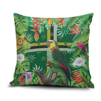 Dominica Sisserou Parrot Pillow Cover Tropical Flower Flag Style - Wonder Print Shop