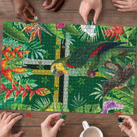 Dominica Sisserou Parrot Puzzle Tropical Flower Flag Style - Wonder Print Shop