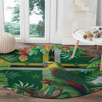 Dominica Sisserou Parrot Round Carpet Tropical Flower Flag Style - Wonder Print Shop