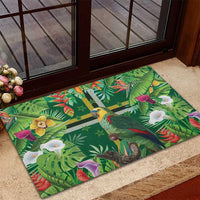 Dominica Sisserou Parrot Rubber Doormat Tropical Flower Flag Style - Wonder Print Shop