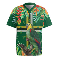 Dominica Sisserou Parrot Rugby Jersey Tropical Flower Flag Style - Wonder Print Shop