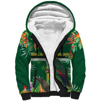 Dominica Sisserou Parrot Sherpa Hoodie Tropical Flower Flag Style - Wonder Print Shop