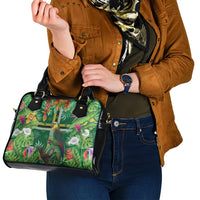 Dominica Sisserou Parrot Shoulder Handbag Tropical Flower Flag Style - Wonder Print Shop