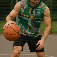 Dominica Sisserou Parrot Sleeveless Hoodie Tropical Flower Flag Style - Wonder Print Shop