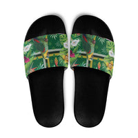 Dominica Sisserou Parrot Slide Sandals Tropical Flower Flag Style - Wonder Print Shop