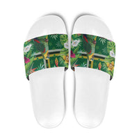 Dominica Sisserou Parrot Slide Sandals Tropical Flower Flag Style - Wonder Print Shop