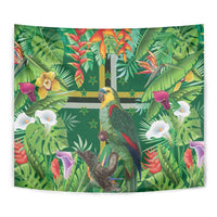Dominica Sisserou Parrot Tapestry Tropical Flower Flag Style - Wonder Print Shop