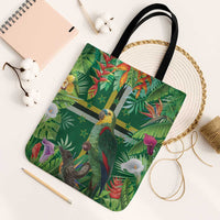 Dominica Sisserou Parrot Tote Bag Tropical Flower Flag Style - Wonder Print Shop