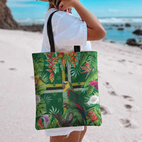 Dominica Sisserou Parrot Tote Bag Tropical Flower Flag Style - Wonder Print Shop