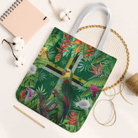 Dominica Sisserou Parrot Tote Bag Tropical Flower Flag Style - Wonder Print Shop