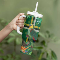 Dominica Sisserou Parrot Tumbler With Handle Tropical Flower Flag Style - Wonder Print Shop