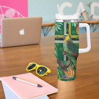 Dominica Sisserou Parrot Tumbler With Handle Tropical Flower Flag Style - Wonder Print Shop