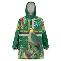 Dominica Sisserou Parrot Wearable Blanket Hoodie Tropical Flower Flag Style - Wonder Print Shop
