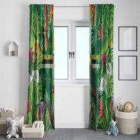 Dominica Sisserou Parrot Window Curtain Tropical Flower Flag Style - Wonder Print Shop