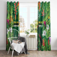 Dominica Sisserou Parrot Window Curtain Tropical Flower Flag Style - Wonder Print Shop