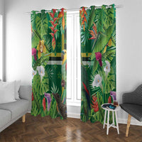 Dominica Sisserou Parrot Window Curtain Tropical Flower Flag Style - Wonder Print Shop