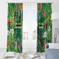 Dominica Sisserou Parrot Window Curtain Tropical Flower Flag Style - Wonder Print Shop