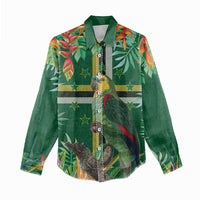 Dominica Sisserou Parrot Women Casual Shirt Tropical Flower Flag Style - Wonder Print Shop