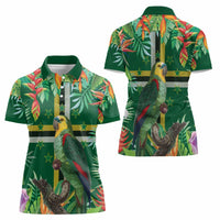Dominica Sisserou Parrot Women Polo Shirt Tropical Flower Flag Style - Wonder Print Shop