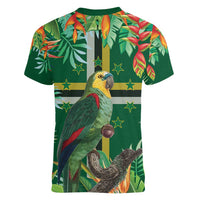 Dominica Sisserou Parrot Women V-Neck T-Shirt Tropical Flower Flag Style - Wonder Print Shop