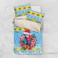 Saint Lucia Christmas Bedding Set Saint Lucian Parrot With Hibiscus Flowers - Wonder Print Shop