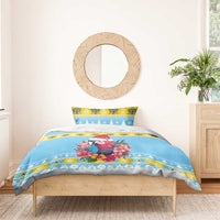Saint Lucia Christmas Bedding Set Saint Lucian Parrot With Hibiscus Flowers - Wonder Print Shop