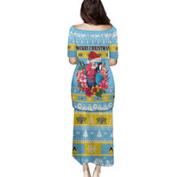 Saint Lucia Christmas Family Matching Puletasi and Hawaiian Shirt Saint Lucian Parrot With Hibiscus Flowers - Wonder Print Shop