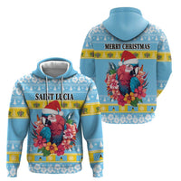 Saint Lucia Christmas Hoodie Saint Lucian Parrot With Hibiscus Flowers - Wonder Print Shop