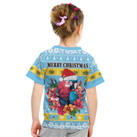 Saint Lucia Christmas Kid T Shirt Saint Lucian Parrot With Hibiscus Flowers - Wonder Print Shop
