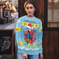 Saint Lucia Christmas Ugly Christmas Sweater Saint Lucian Parrot With Hibiscus Flowers - Wonder Print Shop