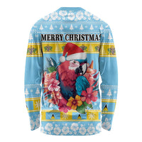 Saint Lucia Christmas Long Sleeve Shirt Saint Lucian Parrot With Hibiscus Flowers - Wonder Print Shop