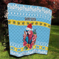 Saint Lucia Christmas Quilt Saint Lucian Parrot With Hibiscus Flowers - Wonder Print Shop