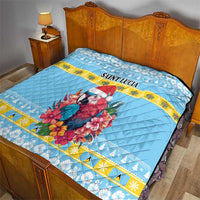 Saint Lucia Christmas Quilt Saint Lucian Parrot With Hibiscus Flowers - Wonder Print Shop