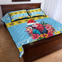 Saint Lucia Christmas Quilt Bed Set Saint Lucian Parrot With Hibiscus Flowers - Wonder Print Shop