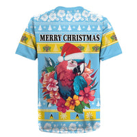 Saint Lucia Christmas Rugby Jersey Saint Lucian Parrot With Hibiscus Flowers - Wonder Print Shop