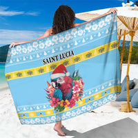 Saint Lucia Christmas Sarong Saint Lucian Parrot With Hibiscus Flowers - Wonder Print Shop