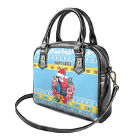 Saint Lucia Christmas Shoulder Handbag Saint Lucian Parrot With Hibiscus Flowers