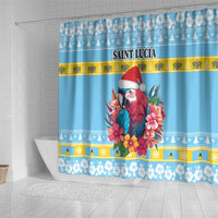 Saint Lucia Christmas Shower Curtain Saint Lucian Parrot With Hibiscus Flowers