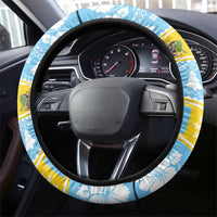 Saint Lucia Christmas Steering Wheel Cover Saint Lucian Parrot With Hibiscus Flowers - Wonder Print Shop