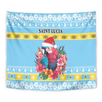 Saint Lucia Christmas Tapestry Saint Lucian Parrot With Hibiscus Flowers - Wonder Print Shop
