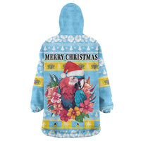 Saint Lucia Christmas Wearable Blanket Hoodie Saint Lucian Parrot With Hibiscus Flowers - Wonder Print Shop