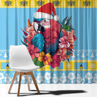 Saint Lucia Christmas Window Curtain Saint Lucian Parrot With Hibiscus Flowers - Wonder Print Shop