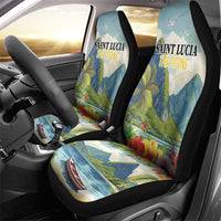 Pitons Saint Lucia Car Seat Cover Hibiscus Flowers - Wonder Print Shop